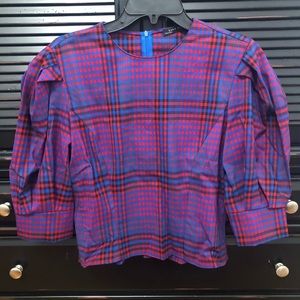 Cropped Zara Plaid Shirt With Sleeve Details